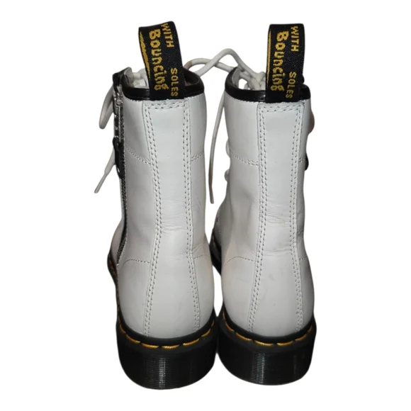 Dr. Martens White‎ Zip-Up Leather Lace Up Hiking Combat Boots Women's Size 9 US - Picture 5 of 12